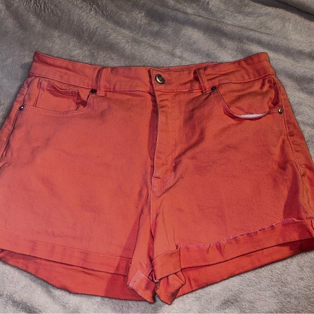 Highβriseβorangeβdenimβshortsβsizeβ13